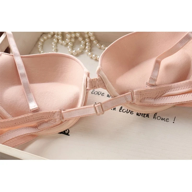 New Fashion Seamless Sexy Lingerie Simple Push Up Bra Front Closure Button Candy Color Women Underwear Small Brassiere