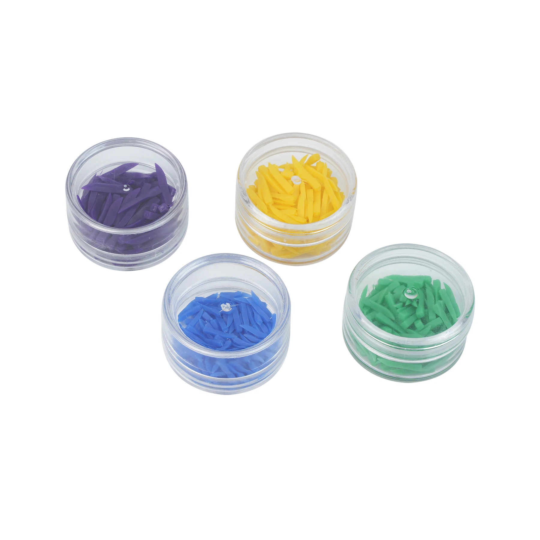 Cuñas dentales desechables de plástico, cuñas de madera con/sin extremo, agujeros circulares, 4 colores, caja de 100 unids/lote