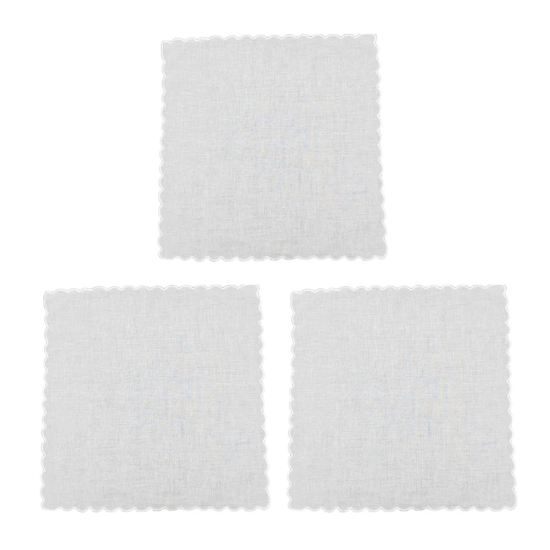 

3PCS Lightweight White Handkerchiefs Square Skin Friendly Washable Chest Towel Drop Shipping