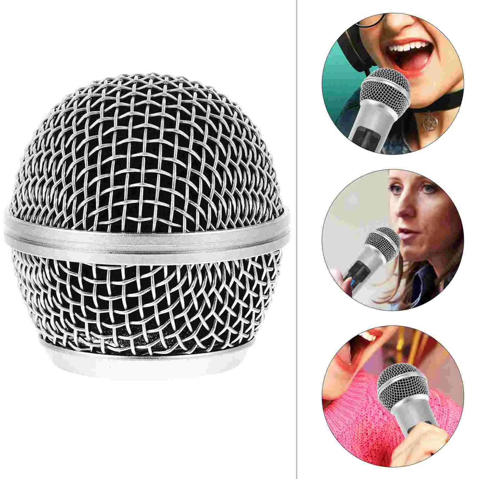 Round Mesh Head High-end Silver Semi-steel Microphone -collision Sandblasting Capsule (silver) Microphones