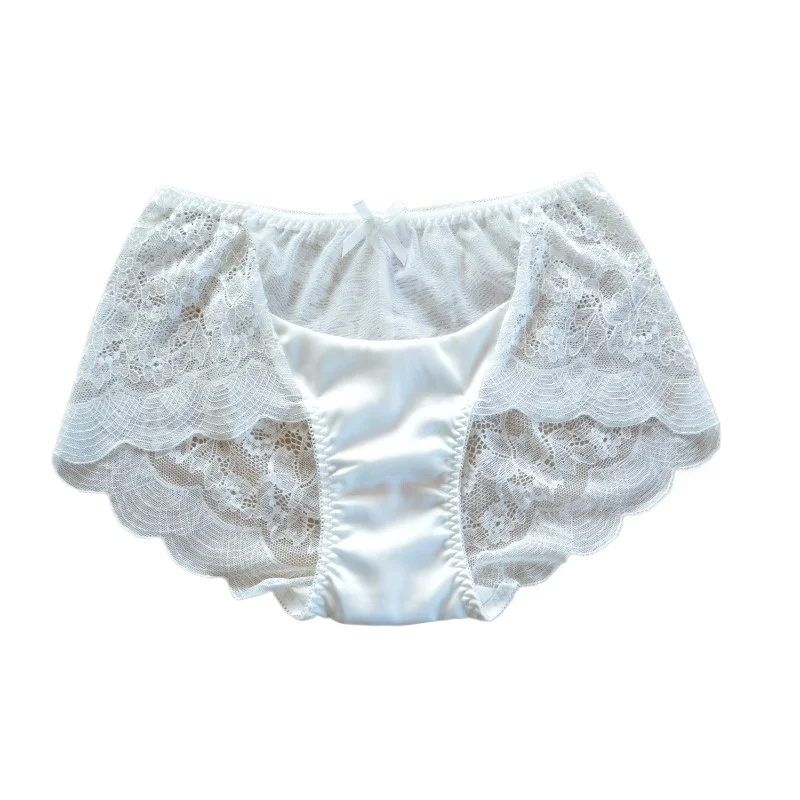 S208 Lace Mesh Satin Women's Briefs Long-term Supply Small Flat Corners Large Sizes Underwear Panties for Women
