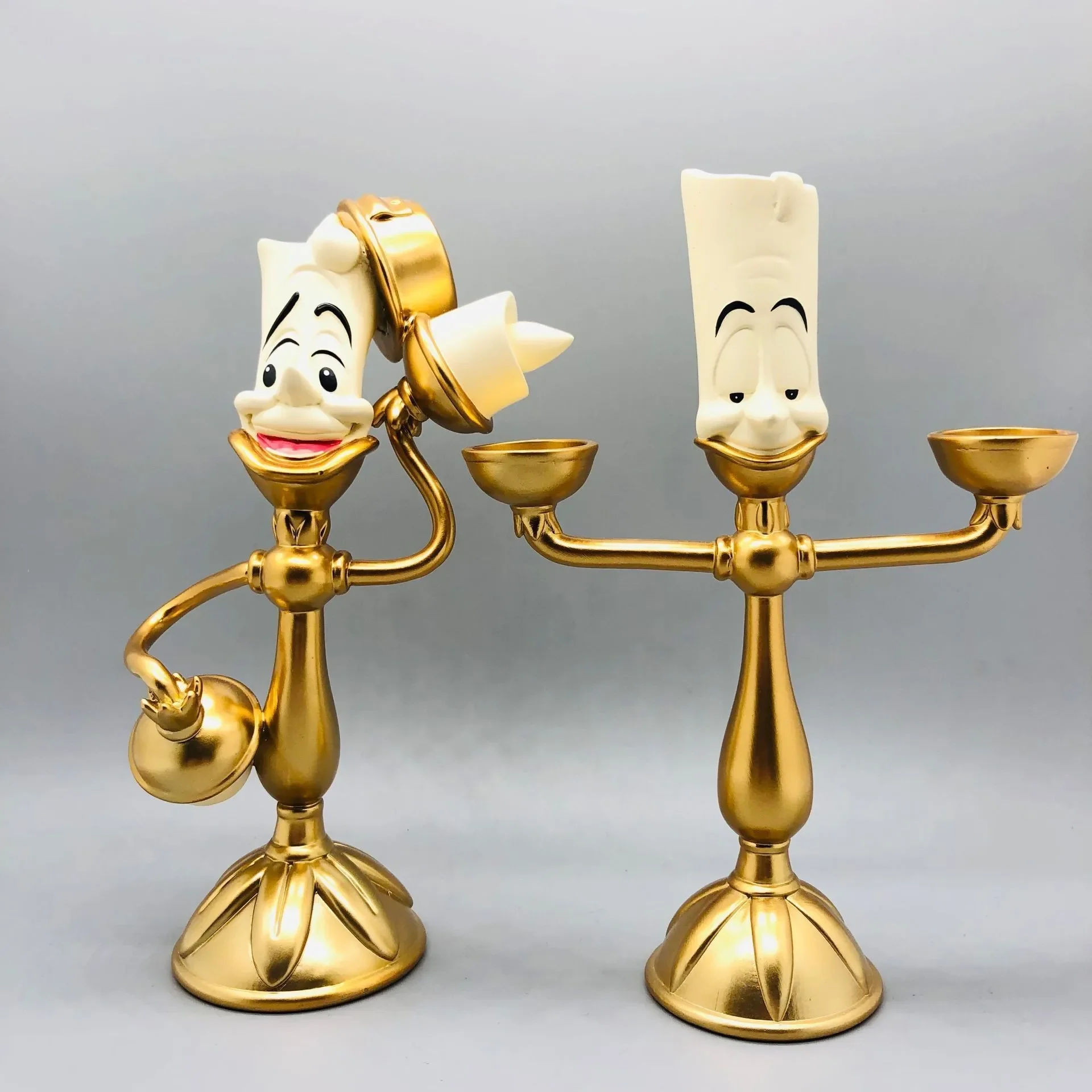 ديزني-الجمال وشخصيات الوحش ، ساعة Cogsworth Mr ، مصباح شمعة Lumiere ، شكل تمثال ، ديكور منزلي ، هدية نموذجية ، أصلية #4