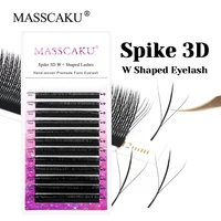 MASSCAKU 3D W pestañas tipo sándwich 8-15mm mezcla C D Curl extensiones de pestañas prefabricadas de abanico pestañas de volumen de visón sintético tenues para maquillaje