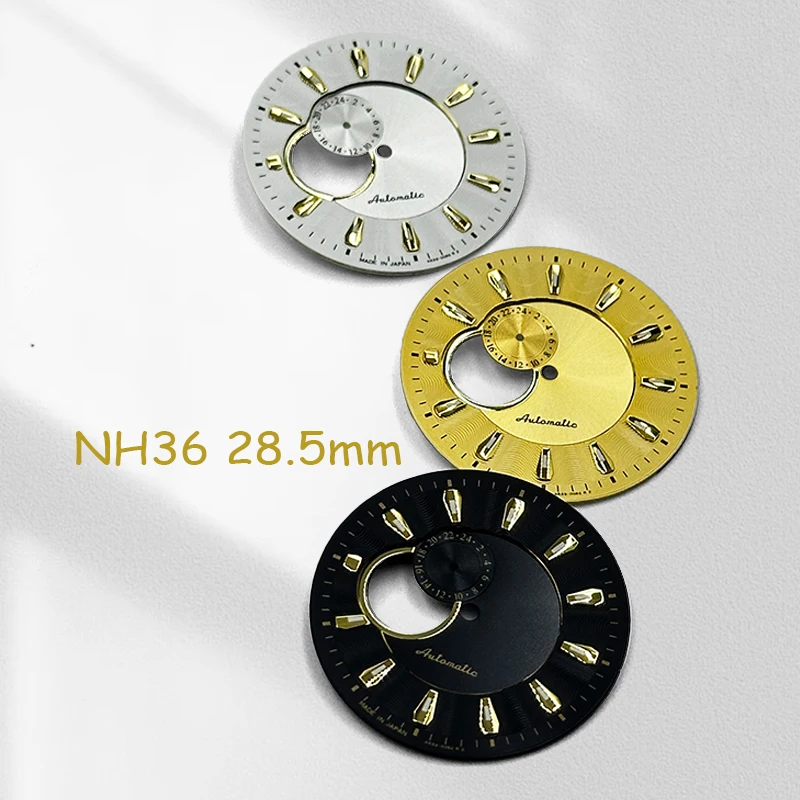 

Mod Black Gold White 28.5mm NH36 Dial Custom Logo Watch Dial Fits Japanese Movement Watch Repair Accessories Parts