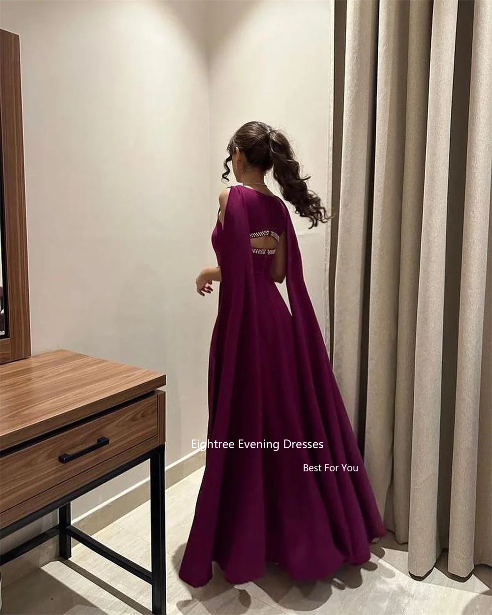 Eightree Vintage Arabia Evening Dresses Cap sleeves Satin Long A Line Glitter Party Dress Women Elegant Luxury 2024 Abendkleider