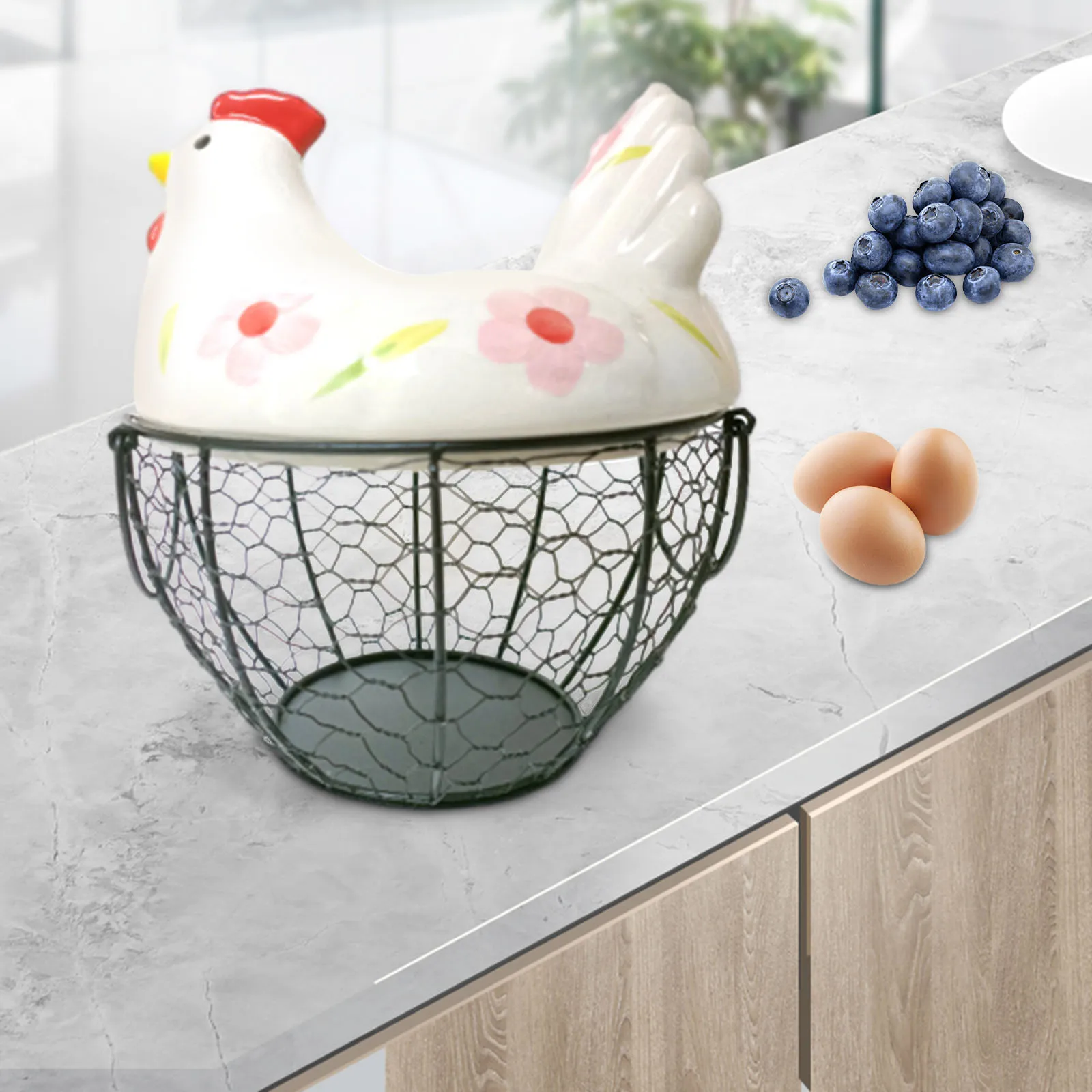 Chicken Egg Basket Organizer Case Gathering Fresh Eggs Rustic Chicken Egg Holder for Fruit Countertop Kitchen Pantry Vegetable