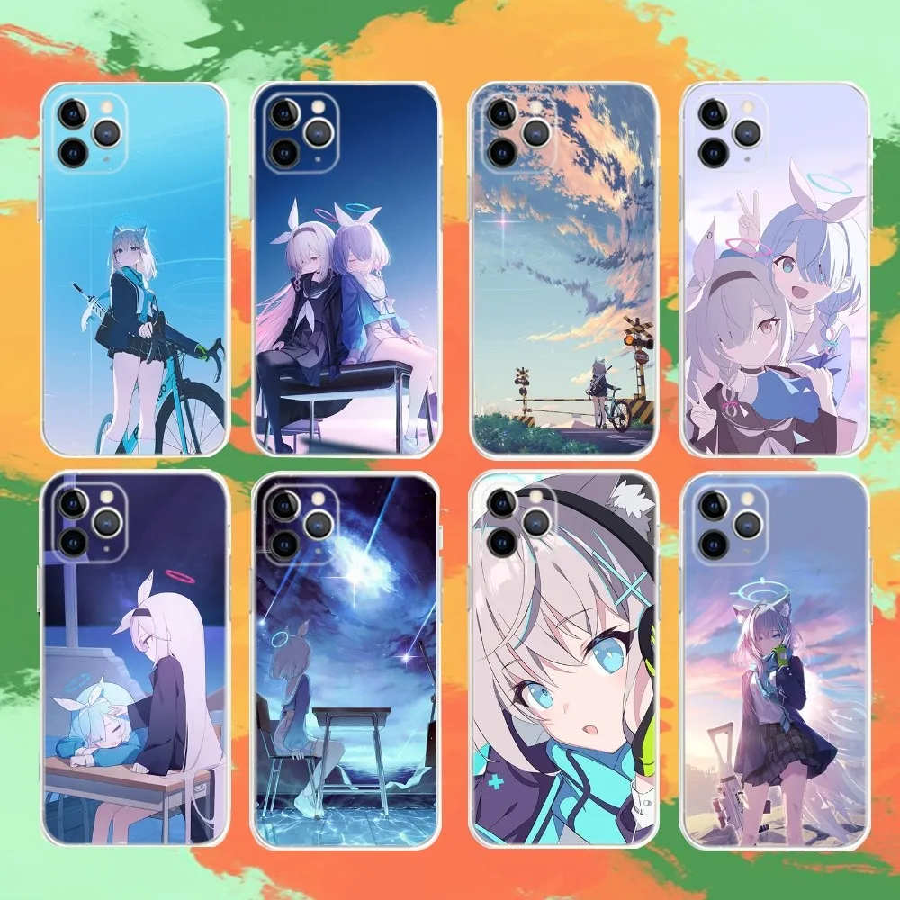 

Blue A-ArchiveS Game Phone Case For iPhone 16e,16,15,14,13,12,11,Mini,Pro,XS,Max,6,7,8,Plus,X,XR,SE,2020 Transparent Funda Shell