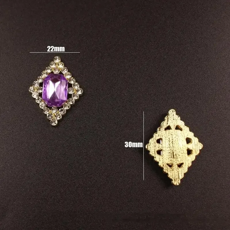 5 قطع من إكسسوارات سبائك المعين المصنوعة من حجر الراين اللامع للمجوهرات ذاتية الصنع 22 × 30 مم