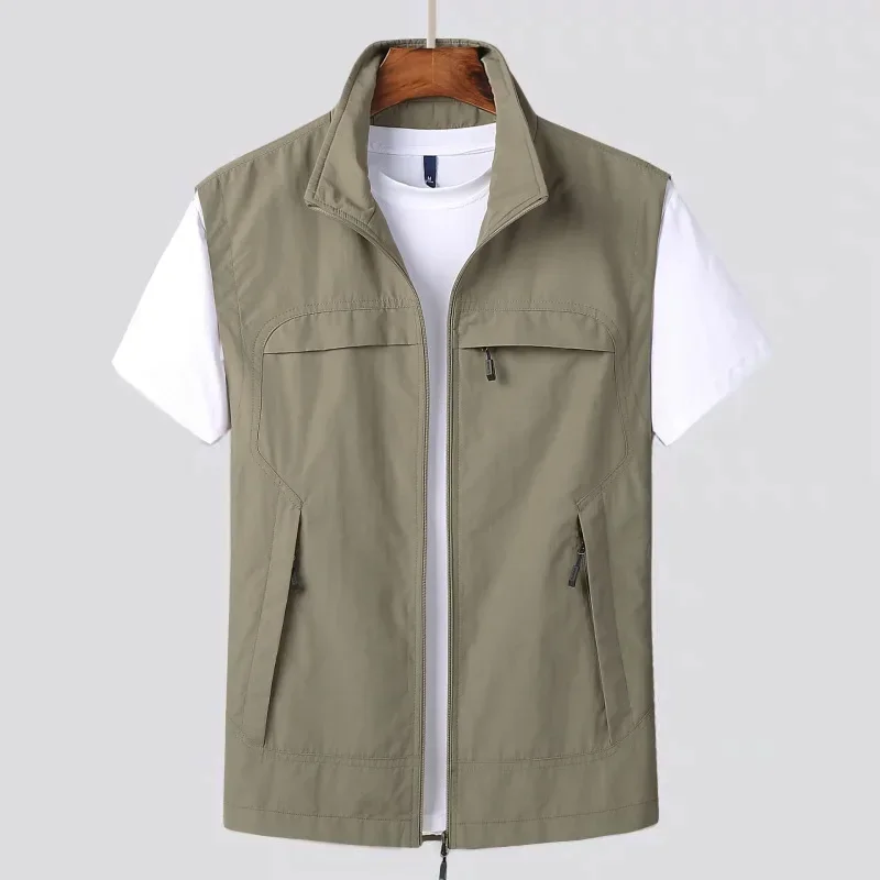 

Spring and Autumn Middle-aged Men's Casual Double-sided Vest, Quick Drying and Breathable Fishing Vest with Multiple Pockets