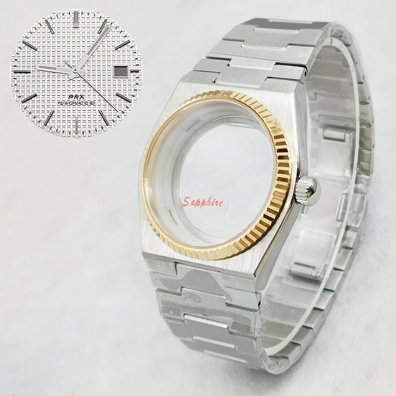 Mod PRX Super Player Watch Cases Sapphire Glass Case Fits NH35 NH36 4R36 4R35 Movement Transparent Back Cover Watch Repair Parts