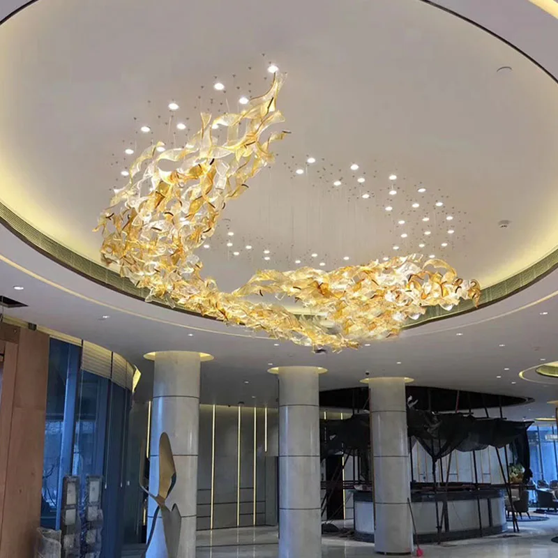 

Designer DIY Favorite Style Stair Chandelier Customized Glass Pendant Lights for Villa Living Room Luxury Chandelier Hotel Lobby