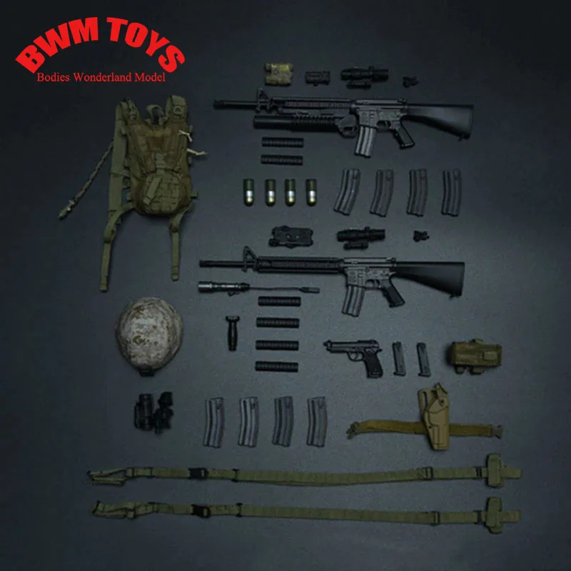 

In Stock Easy&Simple 06032 1/6 Male Solider Accessory USMC M16A4 Assault Rifles Set Military DIY Weapon Helmet Set Model Toys