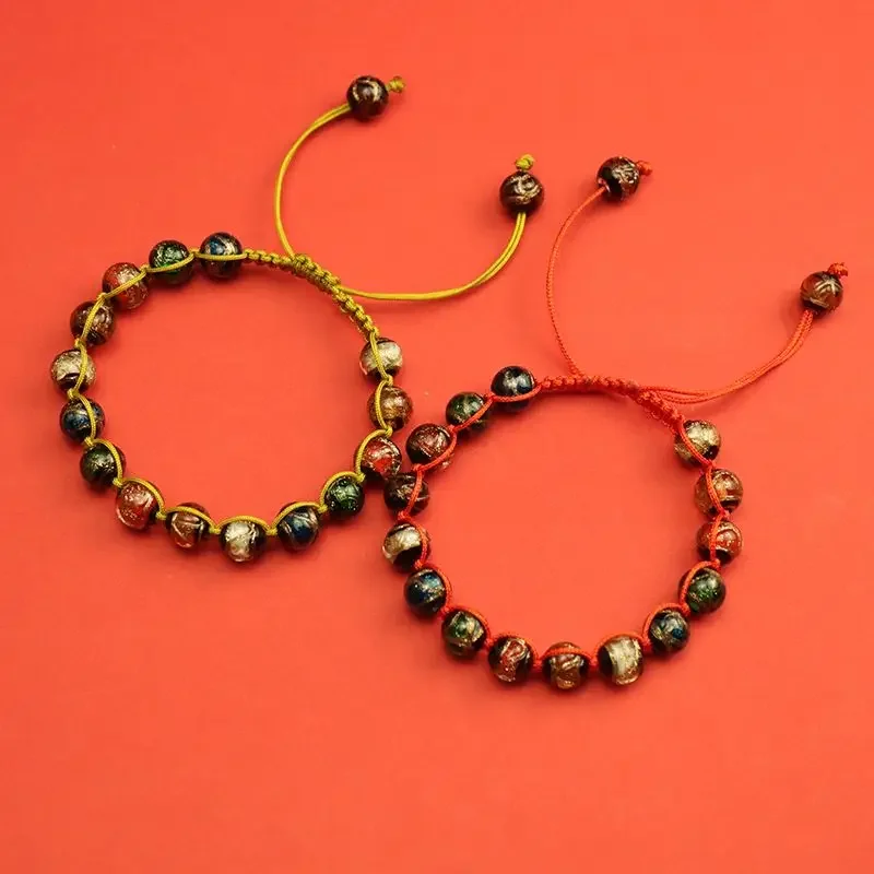 البخور رماد الصقيل سوار خمسة ألوان متعدد الكنز الذهب الحرير الصقيل بوذا حبة سحر HandString للرجال والنساء زوجين