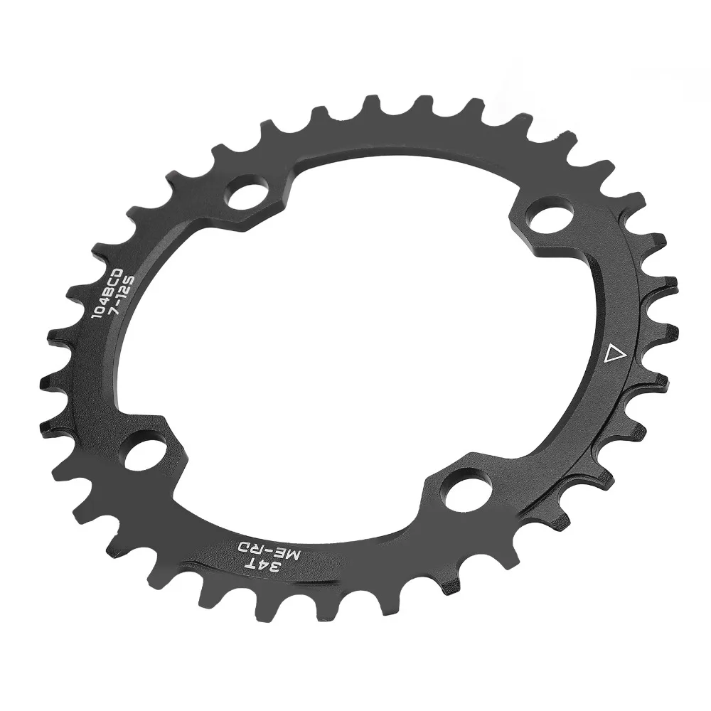 34T Bike Chainring 104BCD Aluminum Alloy Round Chainring Easy Installation Lightweight Bike Chainwheel
