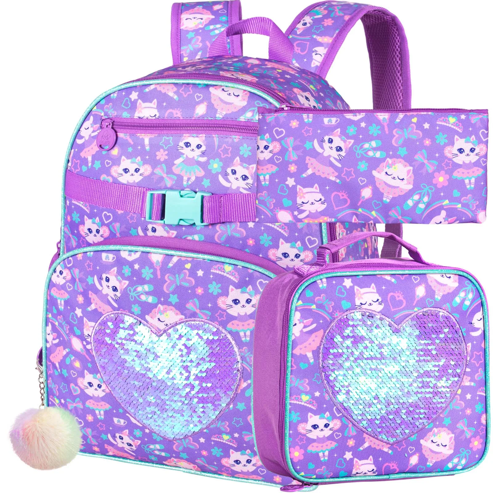 3PCS Backpack for Girls, 17\