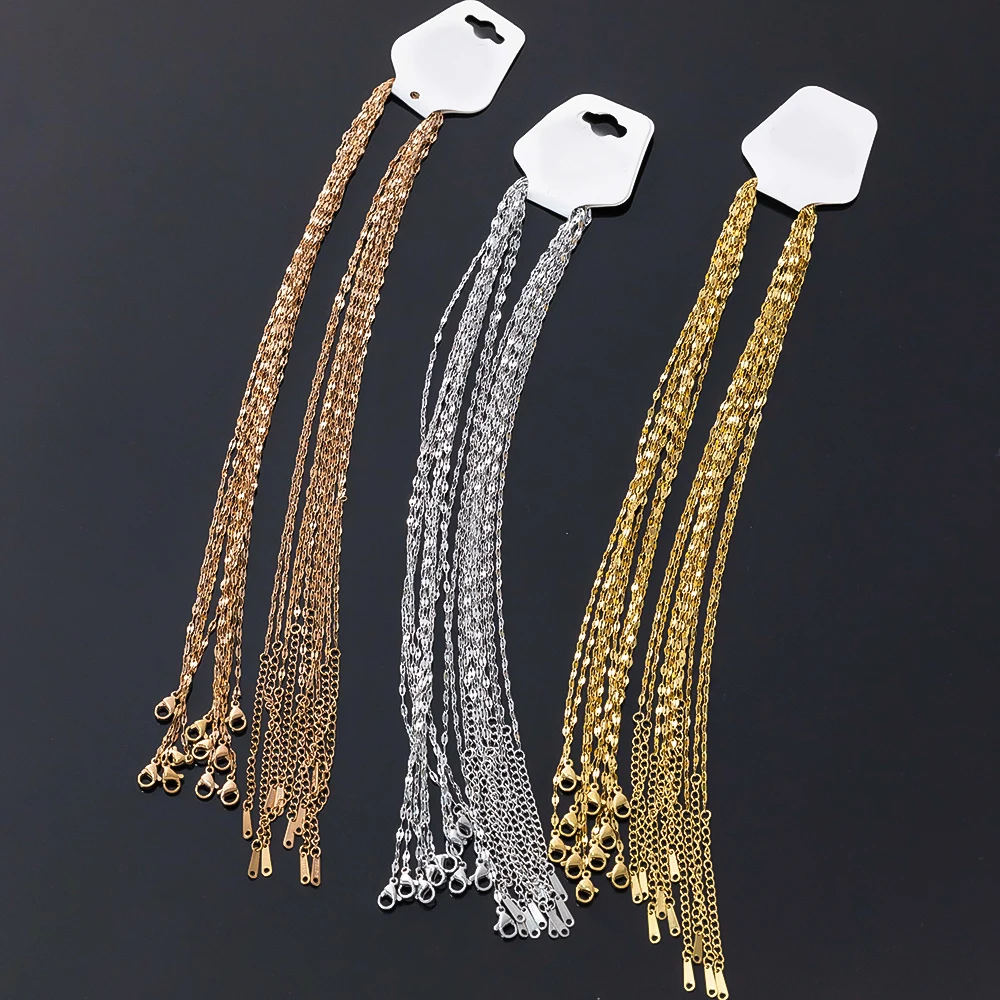 10 stücke Edelstahl Link Halsketten Mode Schmuck Einstellbare Ketten DIY Handgemachte Handwerk Komponenten Für Frauen Männer Zubehör – Detail 1