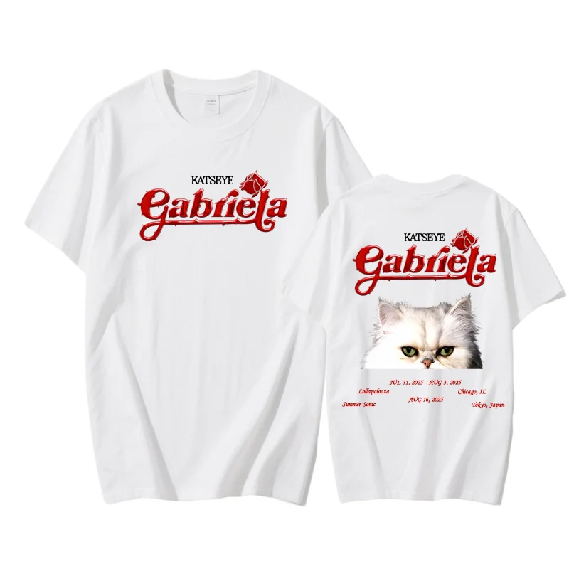 

Katseye Gabriela 2025НОВАЯ футболка из 100% хлопка, футболки в стиле хип-хоп с рукавами, мужская футболка высокого качества с принтом в стиле панк, готическая уличная одежда