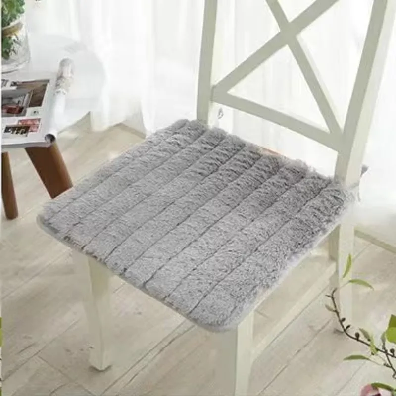 Solid Color Home Decor Seat Cushion Anti-slip Dining Chair Cushions Winter Warm Plush Cushion Square Office Computer Chair Mat