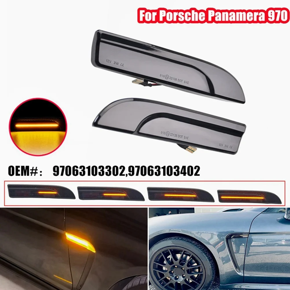 Luz LED de posición lateral, lámpara de guardabarros de flujo para chasis Porsche Panamera 970, intermitentes dinámicos G1 97063103302 97063103402