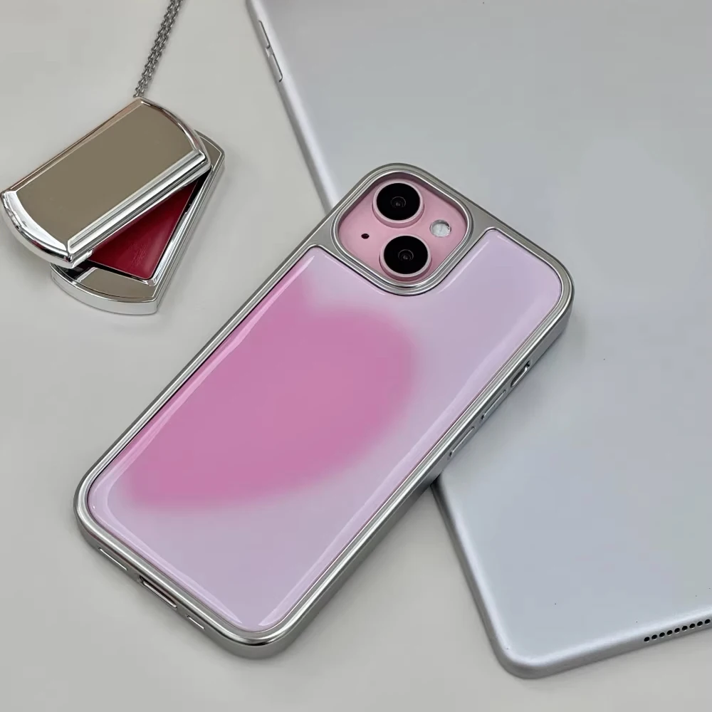 Korean ins Pink Big Heart Versatile Exquisite Fashion Cute Y2K Phone Case For Samsung S 23 24 25 26 EDGE FE Plus Ultra Cover
