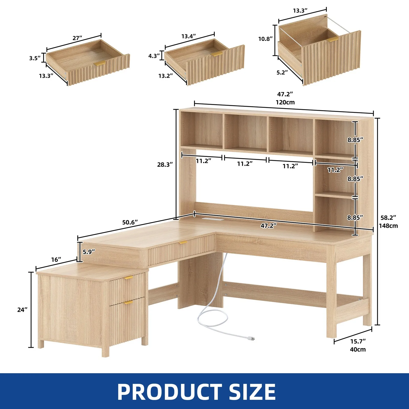 Computer desksL Shaped Desk 67 Inch Computer Desk with LED Lights Gaming Desk with Shelf Drawer Modern Office Desk for Home