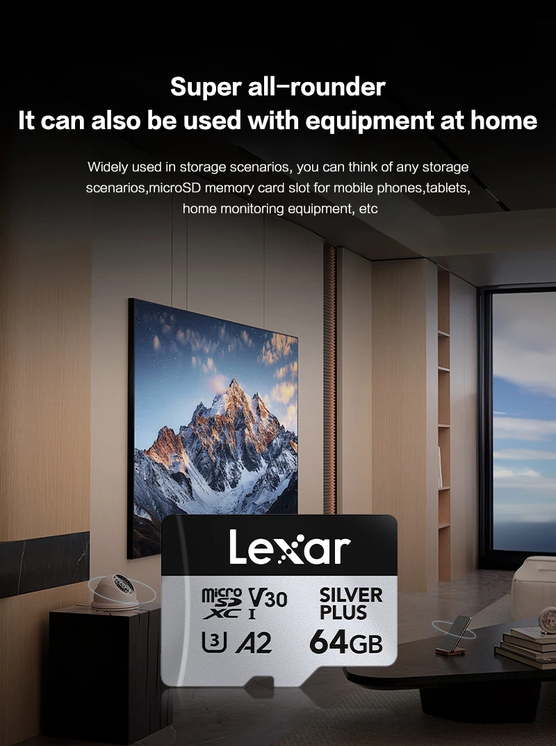 Original Lexar Professionelle Micro SD Karte SILVER PLUS MicroSDXC 256GB 128GB 64GB V30 A2 Lesen 205MB/s TF Karte Speicher Karte Für 4K – Detail 6