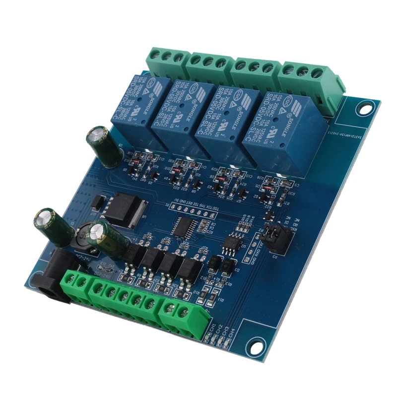 Modbus Rtu 4 Ch وحدة التتابع المدخلات 485 Ttl Uart الاتصالات 4-قناة المدخلات 7-24 فولت وحدة التتابع