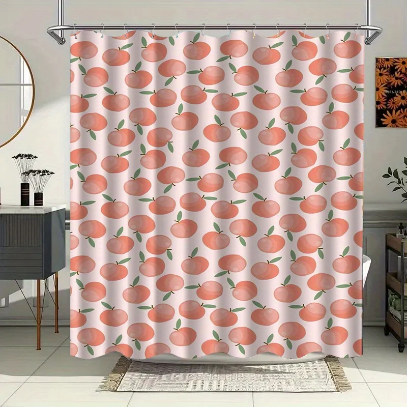

Waterproof Apple Print Shower Curtain Bathroom Decor Liner Cute Farmhouse Pink Shower Curtain Curtain for Master Bath
