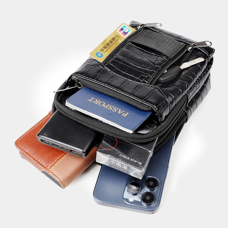 الرجال أنيق التمساح طباعة Crossbody حقيبة كتف محفظة حمل حقيبة الخصر الجلدية يرتدي حزام الرياضة في الهواء الطلق حقيبة سفر الأعمال