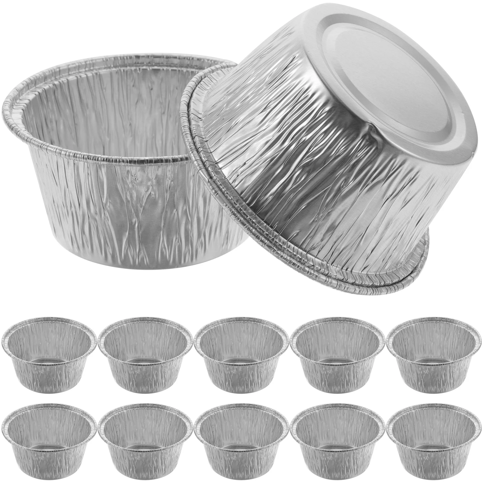 

100 Pcs Foil Pudding Cups Egg Tray Non- Molds Baking Pan Cupcake Liners Muffin Round Pans