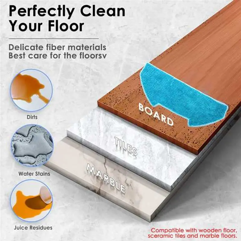 AEE4-3 Pcs Replacement Mop Pads For Bobsweep Dustin/RC400/ Ultra-Vision/Ultra Vison/Orb-I/S1 Vacuum Mop Cloth Pad Accessories