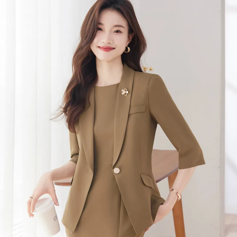 NAVIU Elegant Professional Women Suit Blazer Fashionable Style To Show The Workplace Style Jacket New Ladies Coat Tops Coffee