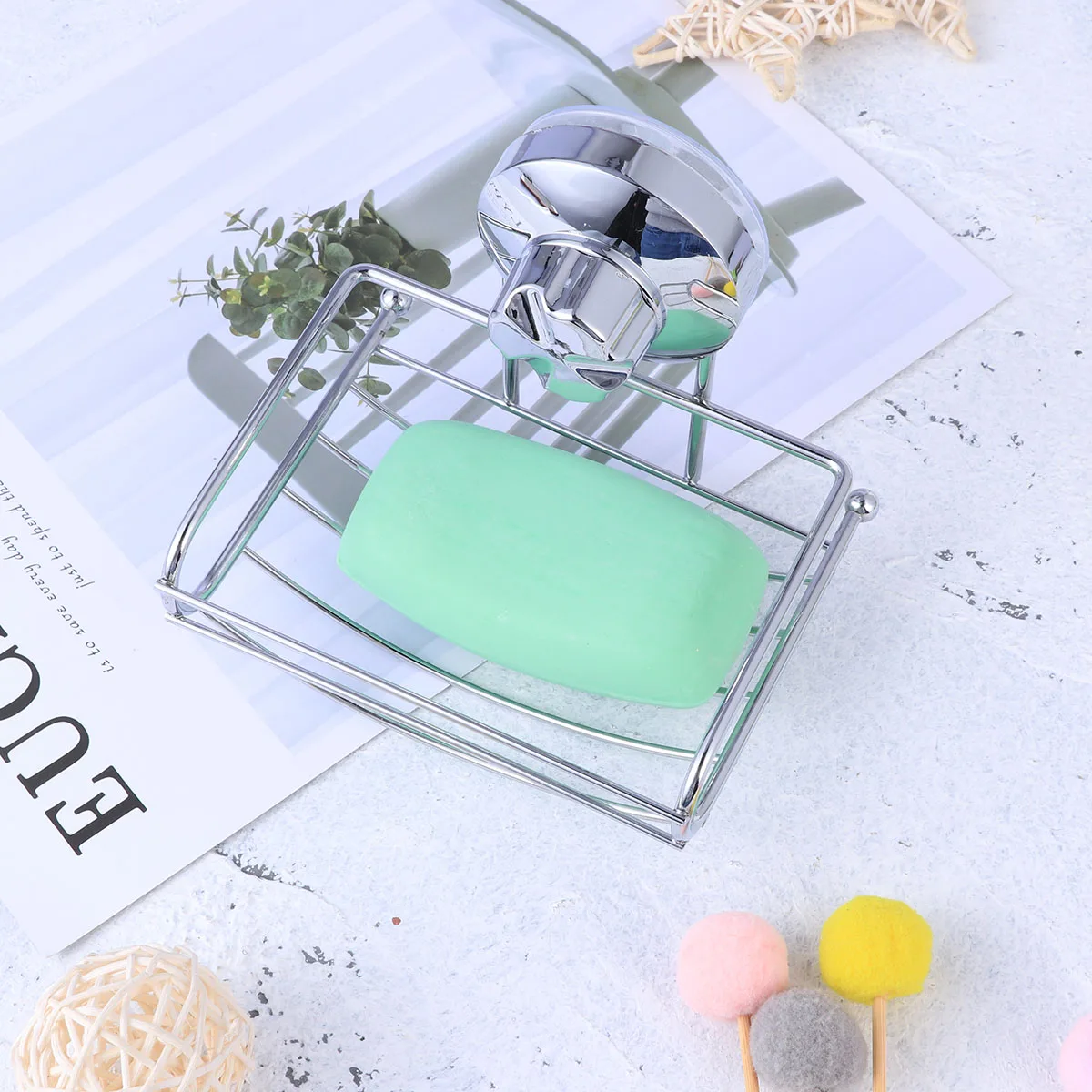 

Soap Dish Wall Mounted Stainless Steel Shower Holder Drain Suction Cup Hooks Heavy Duty Soap Box Storage Bathroom Accessories