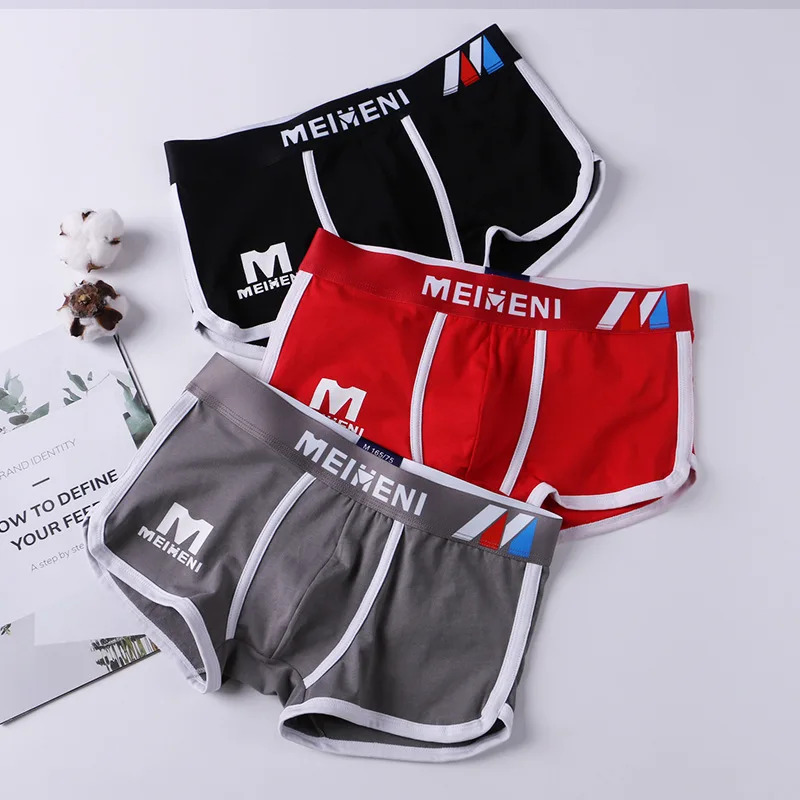 Soft Underwear Men Pure Cotton Boxer Shorts Breathable Youth Sports Boxers Student Fashion Bikini Comfortable Panties Male