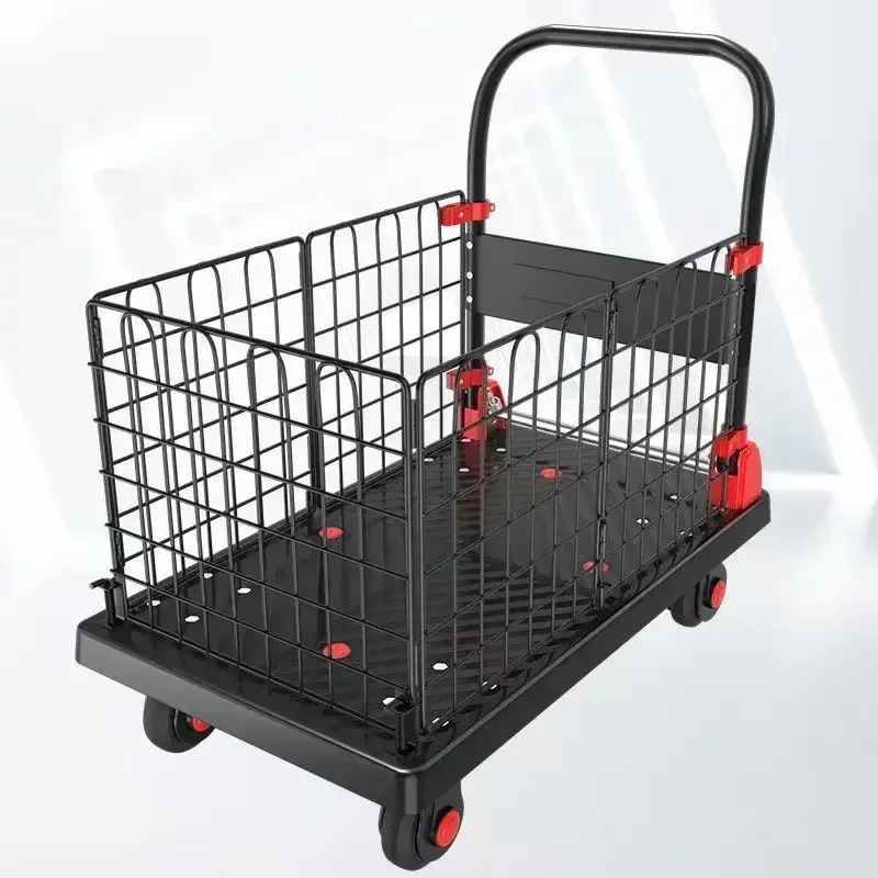 Multi-functional Fence cart Flat cart Folding tow Short fence cart Turnaround push Four-wheel flat stall pulling trolley