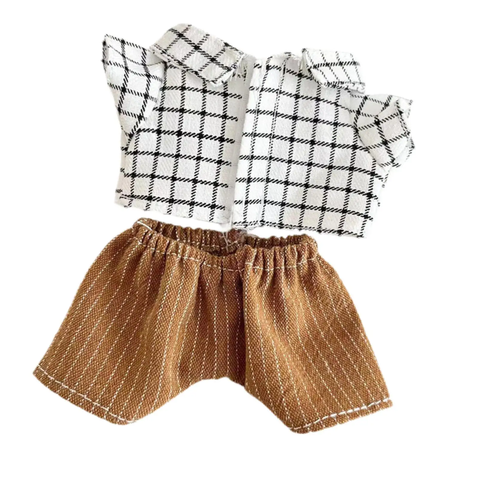 

Mini 6 inch Doll Clothes Doll Clothes Costume Outfit Girls Gift Doll Shorts Outifits Plaid Shirt Suit for Pendant Doll Kids