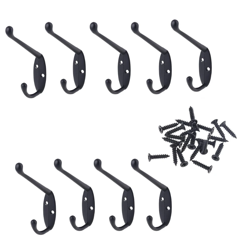 9 Pcs Coat Hooks Antique Hanger Up & Down Double-hook European Hat Hanger Heavy Duty Robe Holder Towel Hooks with Screw