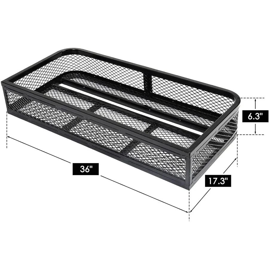 Robuster ATV-Gepäckkorb vorne, 17 B x 36 L x 6 H, Regale und Körbe mit Stahlgeflechtoberfläche, inklusive Montagesatz, ATV-Aufbewahrung