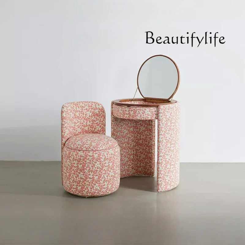 

YY Modern Small Chair Vanity Table Storage Mirror Fabric Makeup Bedroom Dressers Girl Drawers Luxury Coiffeuse De Chambre Furnit