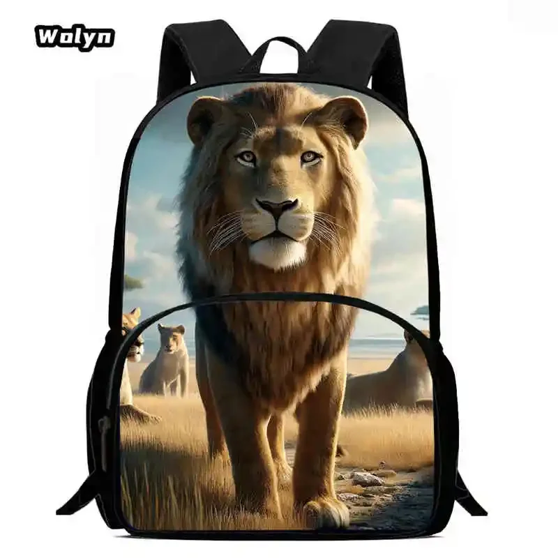 Mochila escolar de dibujos animados para niños y niñas, mochilas escolares de León de Anime, Bolsa Escolar ligera, mochila de gran capacidad para niños de grado 1-4