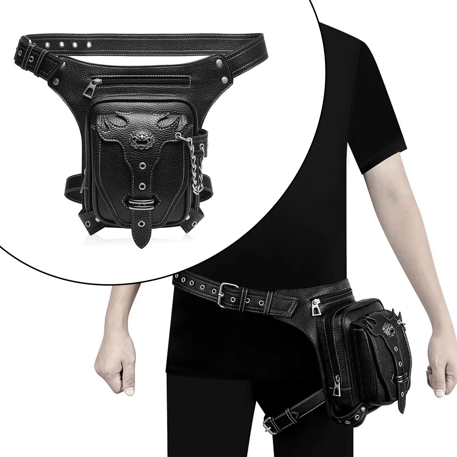 

Steampunk Fanny Pack Steampunk Gothic Belt Bag Crossbody Handbag Fashion PU