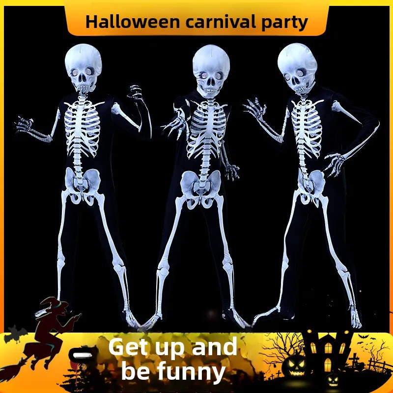 Kostium szkieletu dla dzieci, straszny strój, kombinezon, zestaw kostiumów na Halloween, strój na występy, rekwizyty sceniczne, kolekcja zimowa
