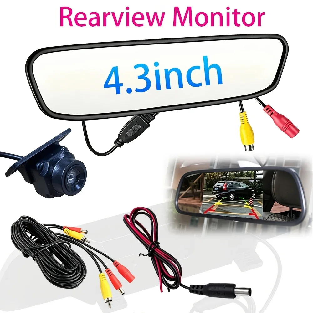 Rearview Camera for Parking and Reversing with a 4.3-inch Monitor, Wide Field of View, Clear Image Quality, Night Vision
