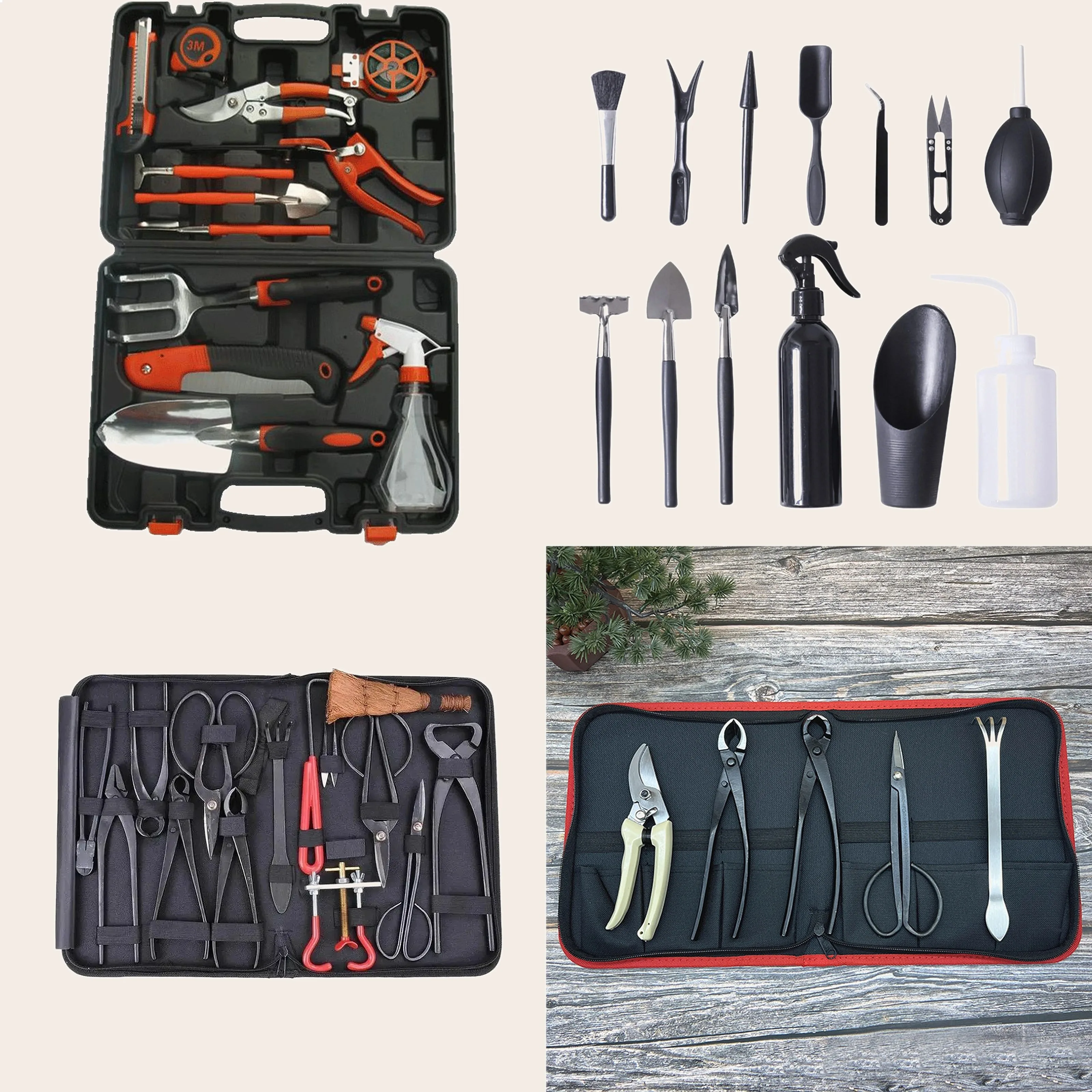 14pcs Stainless Steel Bonsai Tool Set Pruning Shear Scissors Wire Cutter Garden Trimming Kit