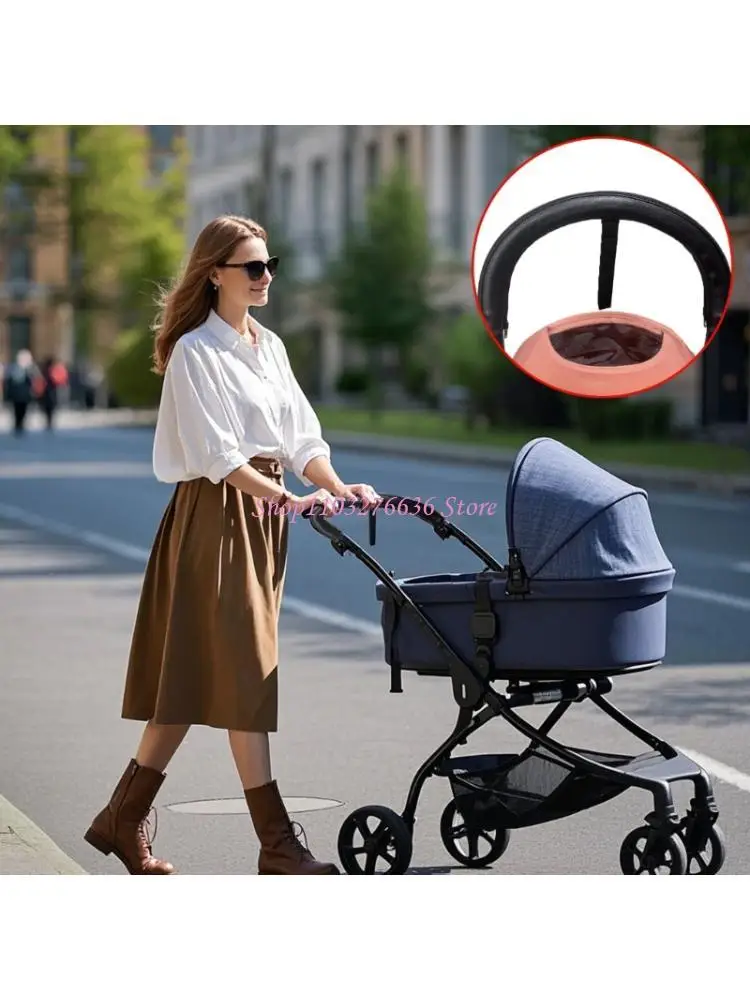 R6FD Baby Carriage Handle Protector Soft Anti Slip Surfaces Washable PU Leather Grip Handle Cover for Strollers Accessories