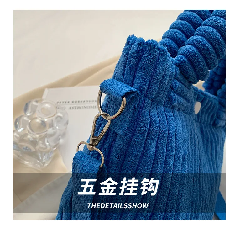 Damen 2026 Herbst-Winter Neuer Stil Koreanische Ins Denim Samt Plüsch Schulter-Umhängetasche Hochwertige Handtasche für Frauen – Detail 5