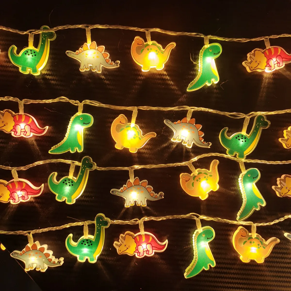 Cartoon Dinosaur LED String Lights Warm Fairy Lamp Kids Bedroom Birthday Party Indoor Decor Gift