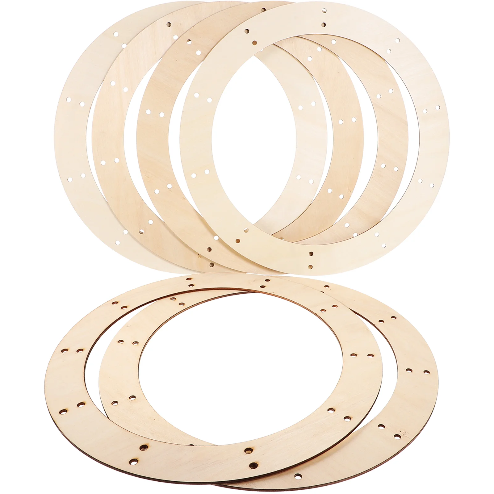 6 uds Base de guirnalda aros de madera para manualidades forma de corona estante suministros marco grande en blanco