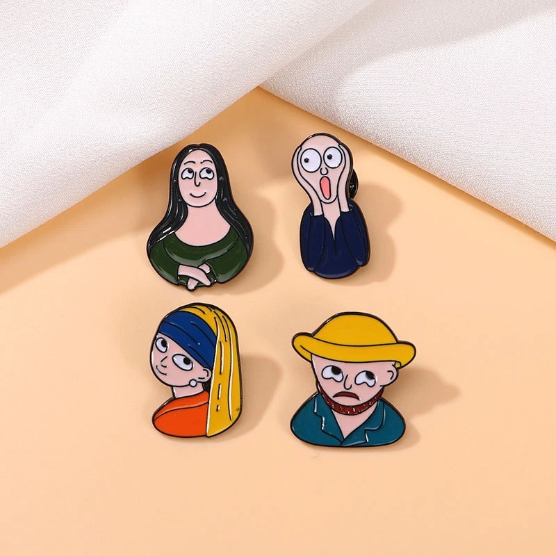World Famous Painting Cartoon Design Enamel Brooches Commute Fashion Anime Metal Badges Pin DIY