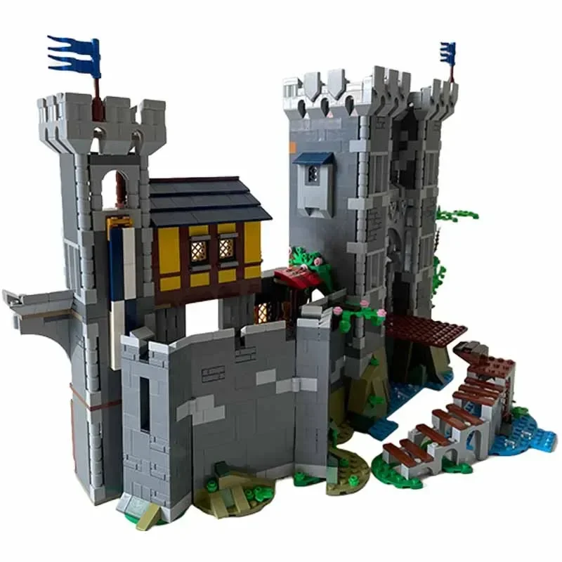 Moc Fortress Model Building Blocks para Criança, Tijolos Técnicos, Montagem DIY, Brinquedos de Construção, Castelo Blue Knight, Presentes de Férias